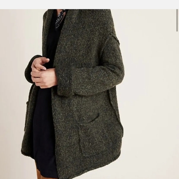 Anthropologie cardigan women's xs Josie sweaterGreen open marled knit cardigan - Picture 4 of 6